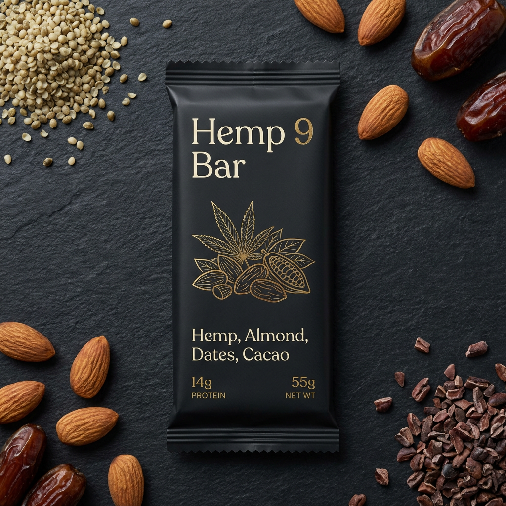 Hemp 9 Bar — Almond Date Cacao | Premium Vegan Protein